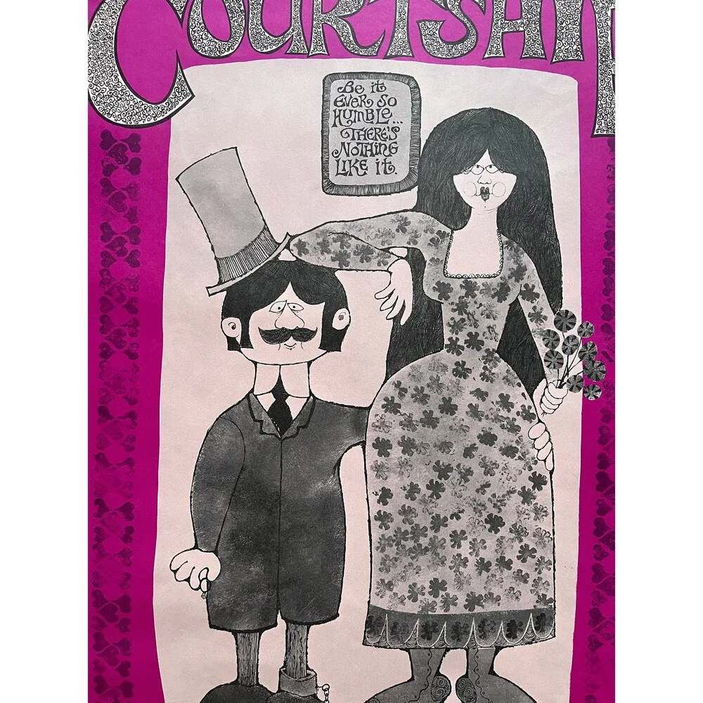 Vintage Dating John Hitesman Lithograph Poster 1960's MCM Wall Decoration, Vint